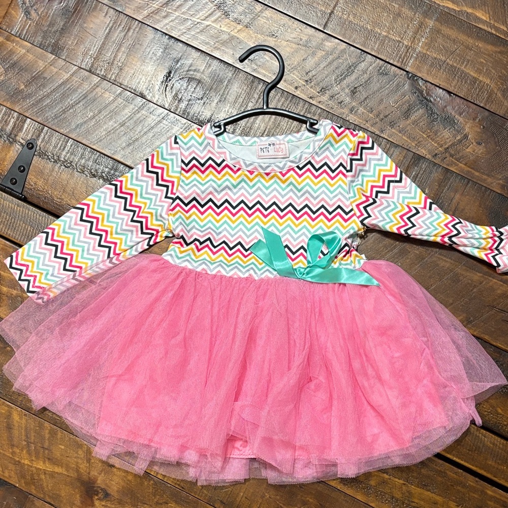 Colorful Chevron Kids Casual Dress